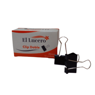 CLIP DOBLE 25MM EL LUCERO - CAJA CON 12 UNIDADES