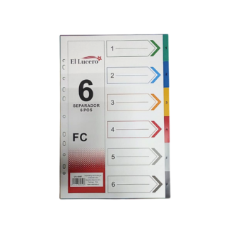 SEPARADOR 6 POSICIONES EL LUCERO- TAMAÑO OFICIO