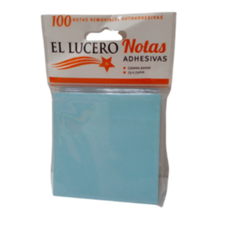 NOTAS ADHESIVAS COLOR AZUL 75X75MM EL LUCERO - 100 HOJAS