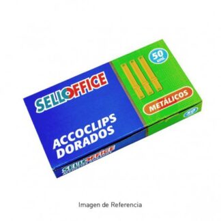 ACCOCLIPS METALICOS COLOR DORADO 8CM SELLOFICE - CAJA 50 UNIDADES