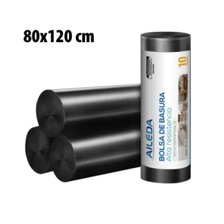BOLSA DE BASURA NEGRA 80X120 AILEDA - ROLLO 10 UNIDADES
