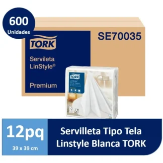 SERVILLETA LINSTYLE COLOR BLANCA 12 PAQUETES DE 50 UNIDADES TORK