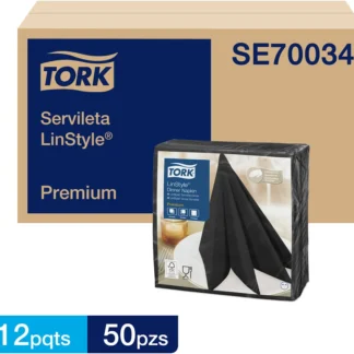 SERVILLETA LINSTYLE COLOR NEGRO 12 PAQUETES DE 50 UNIDADES TORK