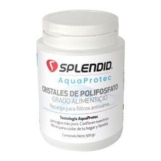 Cristales de polifosfato Splendid AquaProtec - recarga para filtros antisarro 500 gr
